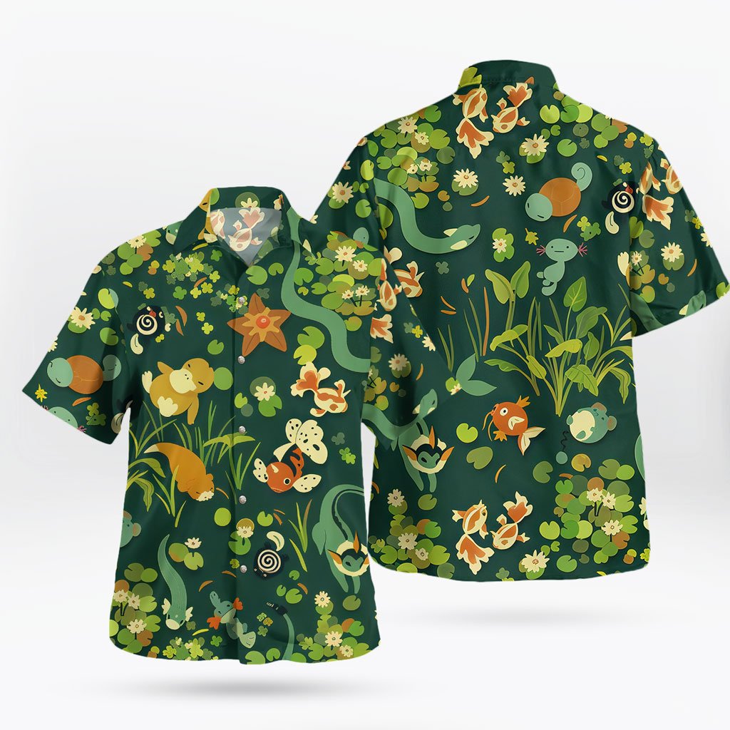 Water-Type Pokémon Hawaiian Shirt Short Sleeves Tropi