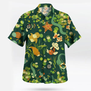 Water-Type Pokémon Hawaiian Shirt Short Sleeves Tropi
