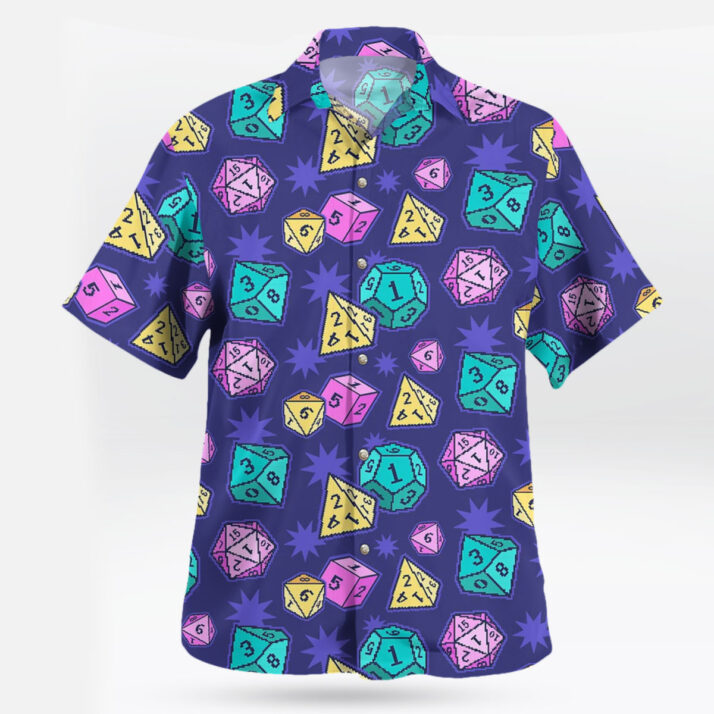 DnD Colorful Dice Pattern Purple Hawaiian Shirt