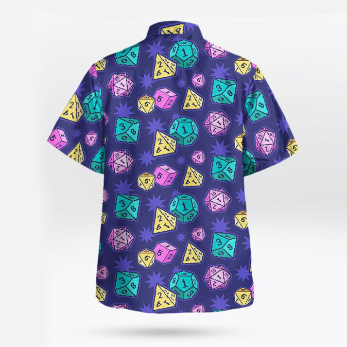 DnD Colorful Dice Pattern Purple Hawaiian Shirt - Image 3