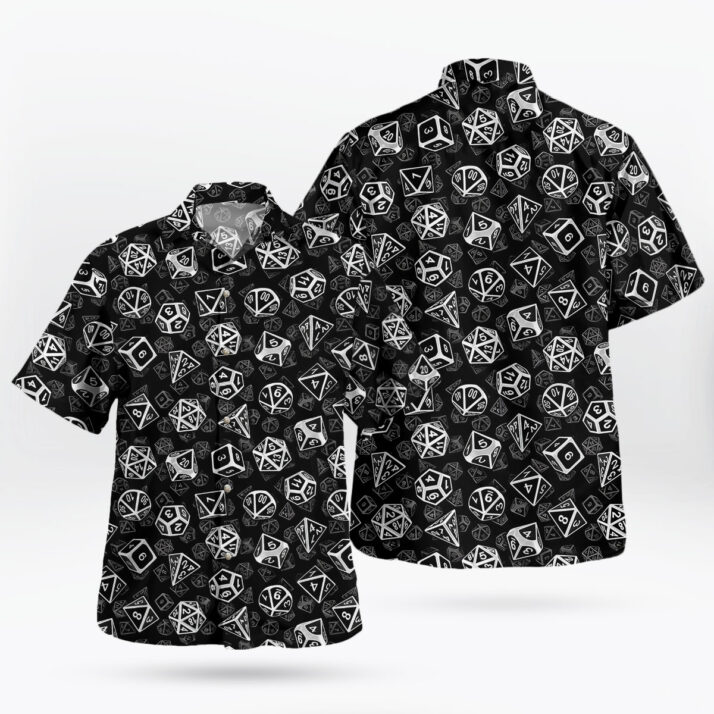 DnD Dice Pattern Black Hawaiian Shirt - Image 5