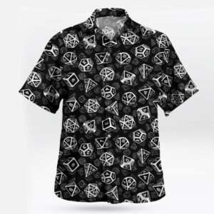 DnD Dice Pattern Black Hawaiian Shirt