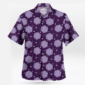 DnD Purple D20 Dice Aloha Pattern Hawaiian Shirt