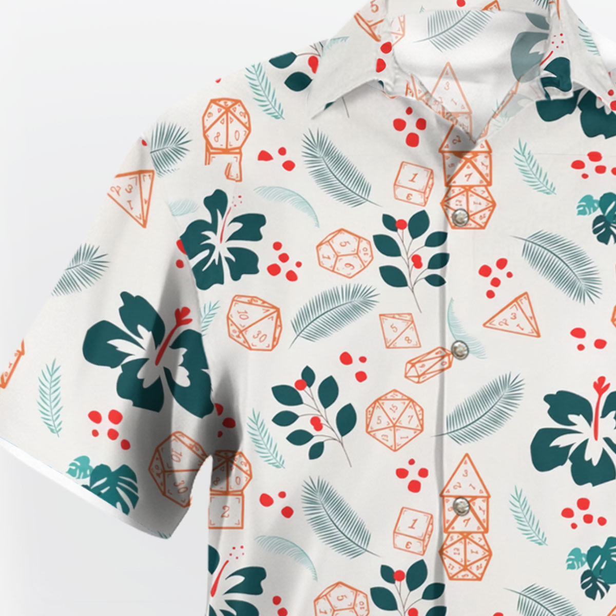 DnD Tropical Dice Aloha Pattern Hawaiian Shirt White 8 DnD Tropical Dice Aloha Pattern Hawaiian Shirt