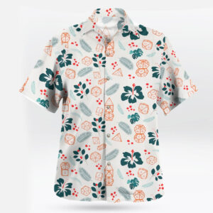 DnD Tropical Dice Aloha Pattern Hawaiian Shirt White