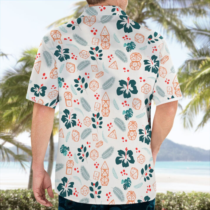 DnD Tropical Dice Aloha Pattern Hawaiian Shirt White - Image 5