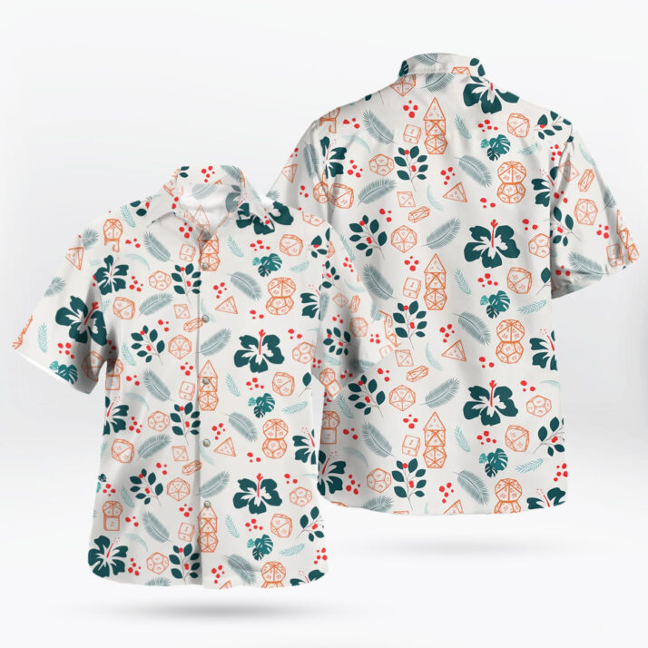 DnD Tropical Dice Aloha Pattern Hawaiian Shirt White - Image 3