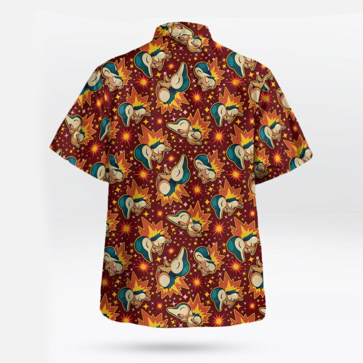 Pokemon Cyndaquil Fire Pattern Hawaiian Shirt - Image 3