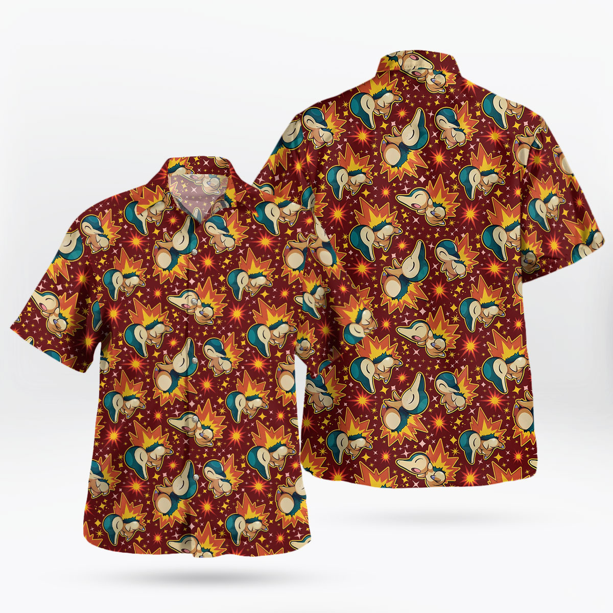 Pokemon Cyndaquil Fire Pattern Hawaiian Shirt 6 Pokemon Cyndaquil Fire Pattern Hawaiian Shirt