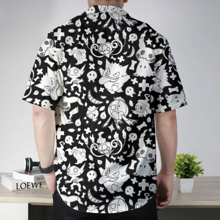 Pokemon Ghost Type Aloha Pattern Black Hawaiian Shirt - Image 2