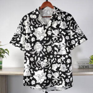 Pokemon Ghost Type Aloha Pattern Black Hawaiian Shirt