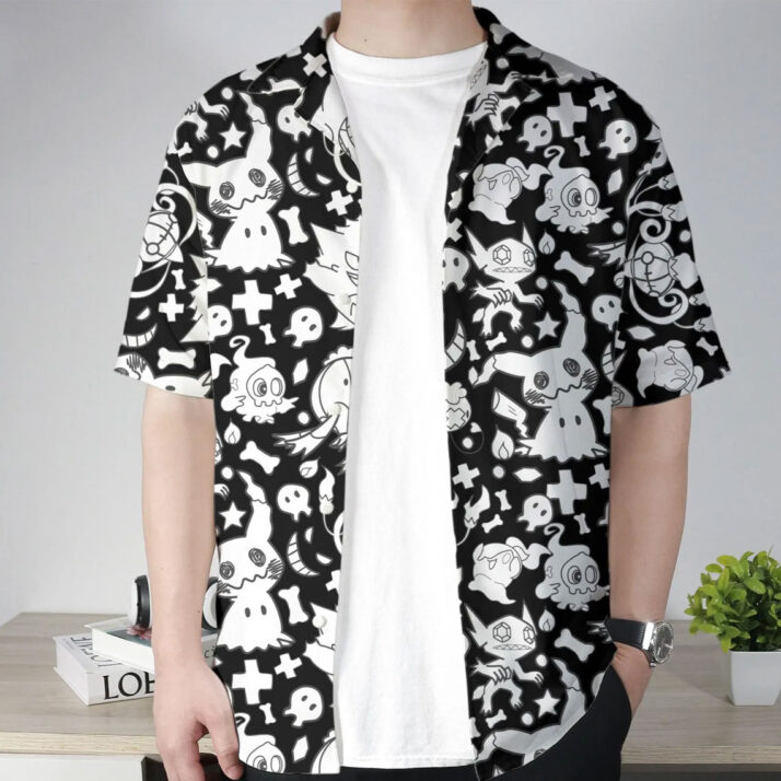 Pokemon Ghost Type Aloha Pattern Black Hawaiian Shirt - Image 3