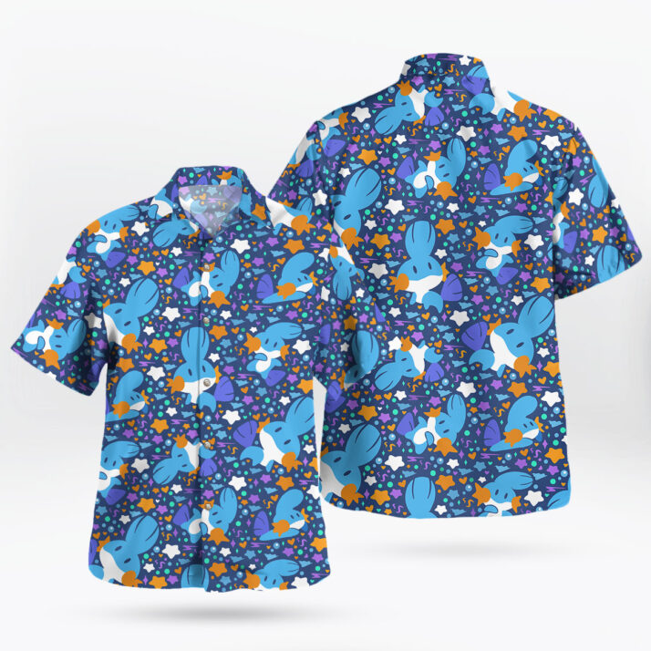 Pokemon Mudkip Blue Aloha Pattern Hawaiian Shirt - Image 5