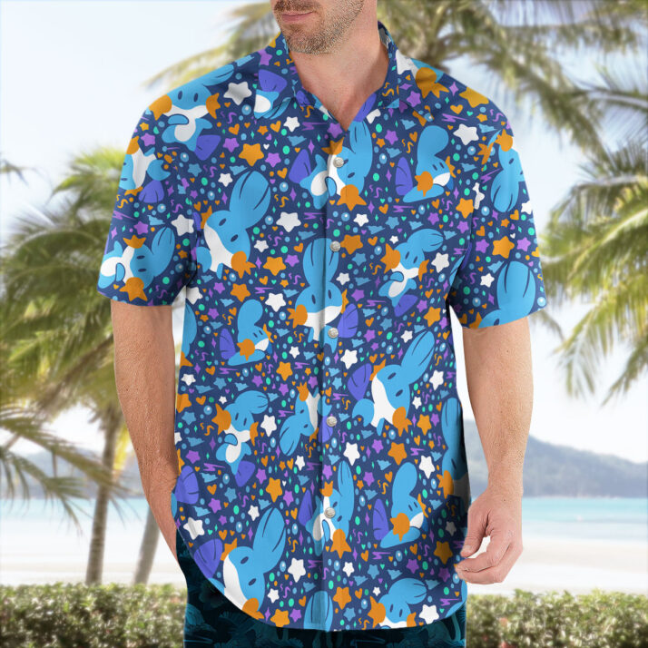 Pokemon Mudkip Blue Aloha Pattern Hawaiian Shirt - Image 2