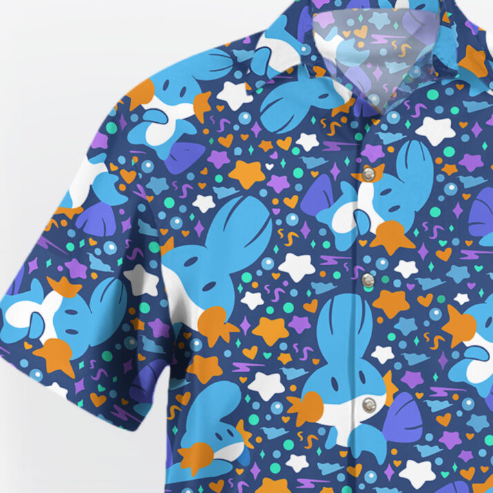 Pokemon Mudkip Blue Aloha Pattern Hawaiian Shirt - Image 4