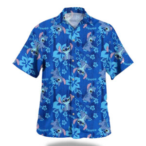 Stitch Blue Aloha Pattern Hawaiian Shirt