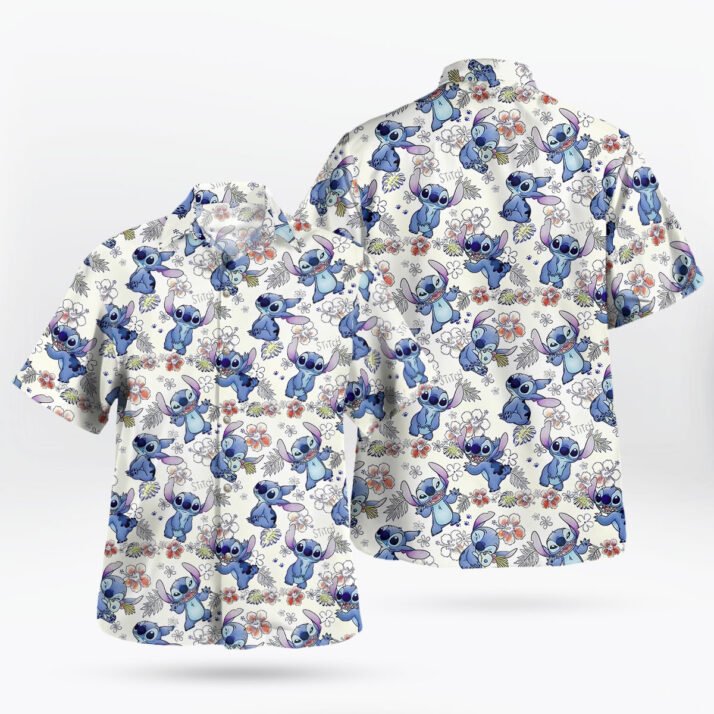 Stitch Tropical Pattern Hawaiian Shirt - Image 3