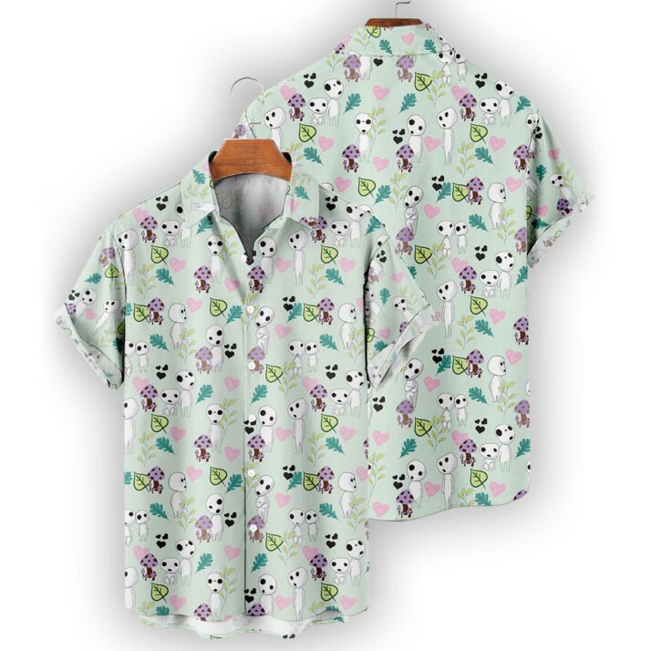Studio Ghibli Kodama Aloha Pattern Hawaiian Shirt - Image 2
