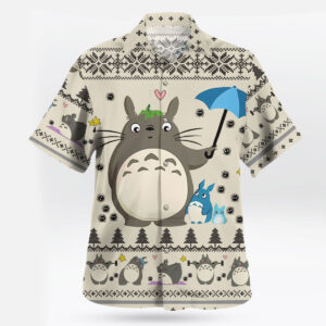 Totoro Forest Friends Cream Pattern Hawaiian Shirt