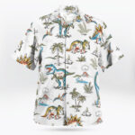Watercolor Dinosaur Hawaiian Shirt Tropical Sketch Style