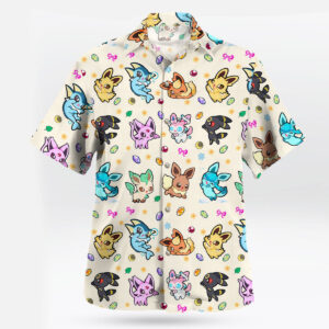 Anime Pokemon Cute Eeveelution Pattern Hawaiian Shirt