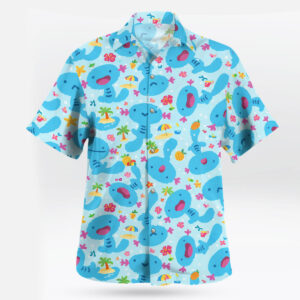Aqua Blue Mudkip Pokemon Kawaii Tropical Hawaiian Shirt
