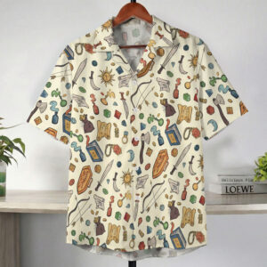 DND Fantasy Gear Pattern Cream Hawaiian Shirt