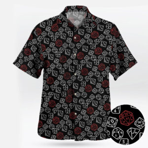 Dungeons & Dragons Dice Pattern Black Red Hawaiian Shirt