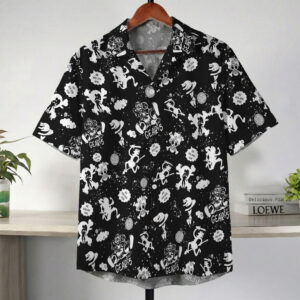 One Piece Luffy Gear 5 Black White Pattern Hawaiian Shirt