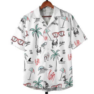 White Hand Drawn Aloha Hawaii Vibes Hawaiian Shirt