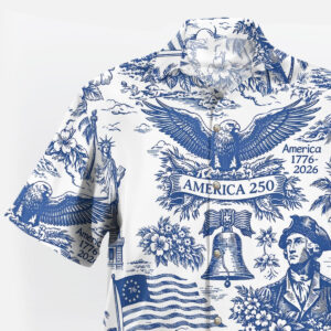 America 250 Patriotic Vintage Toile Hawaiian Shirt 4