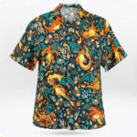 Charizard Flame Tropical Dark Floral Hawaiian Shirt
