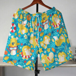 Anime Pokemon Psyduck Beach Tropical Swim Shorts
