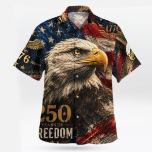 American Eagle 250 Years of Freedom Patriotic Hawaiian Shirt