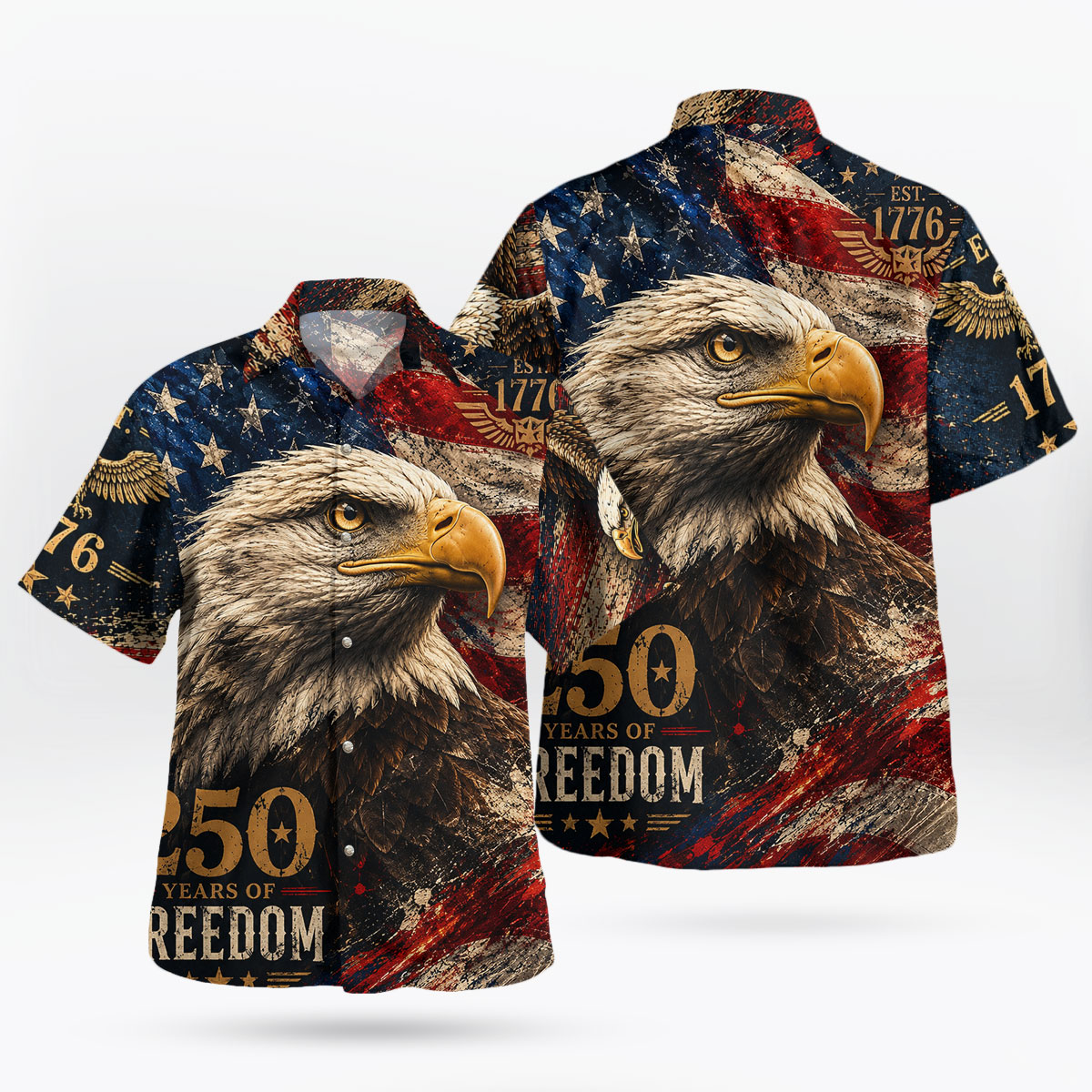 American Eagle 250 Years of Freedom Patriotic Hawaiian Shirt 7 American Eagle 250 Years of Freedom Patriotic Hawaiian Shirt 3