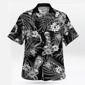 Barber Tools Black Tropical Hawaiian Shirt