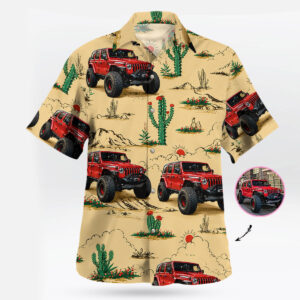 Custom Red Jeep Desert Cactus Hawaiian Shirt