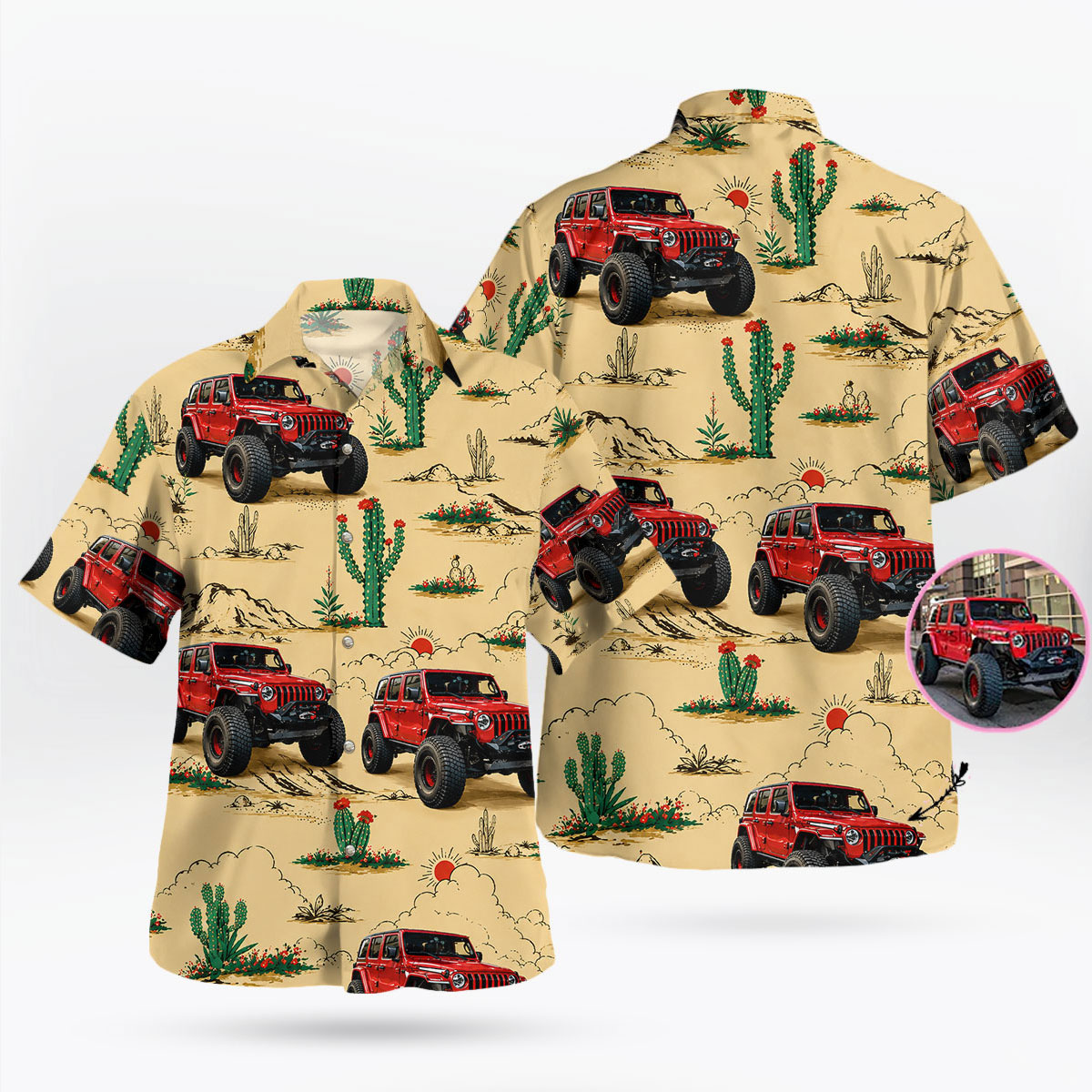Custom Red Jeep Desert Cactus Hawaiian Shirt 9 Custom Red Jeep Desert Cactus Hawaiian Shirt 4