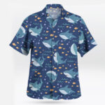 Cute Cartoon Shark Ocean Print Hawaiian Shirt