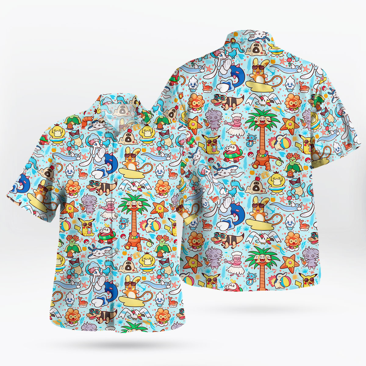 Cute Summer Pokemon Beach Party Hawaiian Shirt 5 Cute Summer Pokemon Beach Party Hawaiian Shirt 1