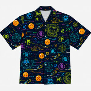 Dragon Ball Neon Symbols Tech Pattern Hawaiian Shirt