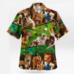 Funny Dogs Playing Pool Hawaiian Shirt