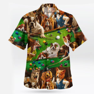 Funny Dogs Playing Pool Hawaiian Shirt