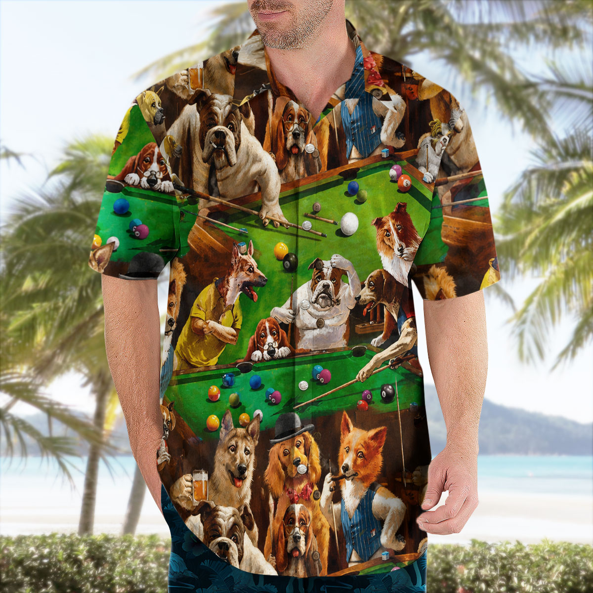 Funny Dogs Playing Pool Hawaiian Shirt 7 Funny Dogs Playing Pool Hawaiian Shirt 3