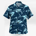 Funny Shark Pattern Ocean Blue Hawaiian Shirt