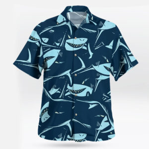 Funny Shark Pattern Ocean Blue Hawaiian Shirt