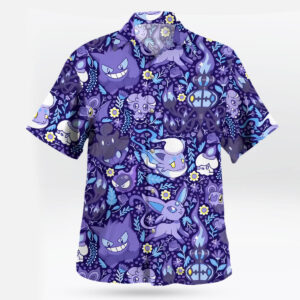Ghost Type Pokémon Hawaiian Shirt Purple Night Pattern