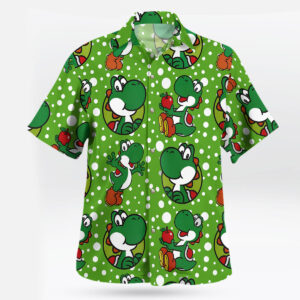 Green Yoshi Polka Dot Super Mario Hawaiian Shirt