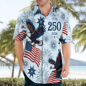 Light Blue Eagle 250th Independence Day Hawaiian Shirt