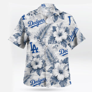 Los Angeles Dodgers Grey Floral Island Hawaiian Shirt
